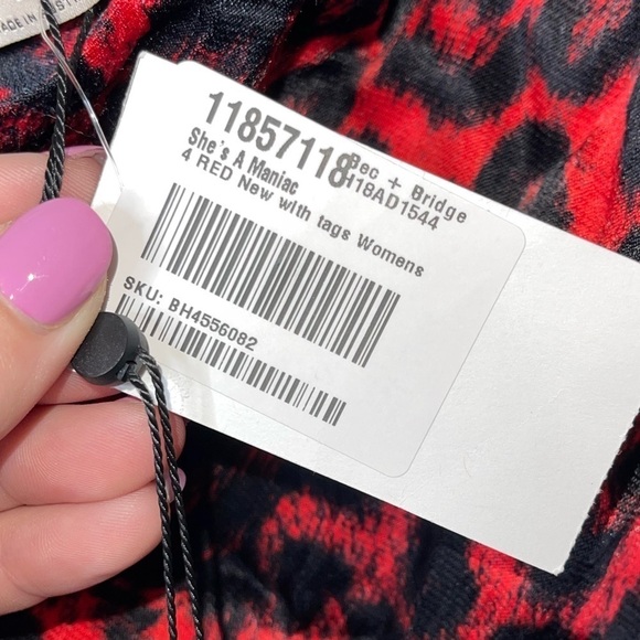 NWT BEC + BRIDGE Red Cheetah Print She's a Maniac One Shoulder Mini Dress Size 4 - Picture 8 of 10